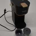 Single Serve One Cup Coffee Maker, for K Cups and Grounds, Mini Coffee Maker with Portable Handle, 6 to 12 Oz Brew Size, for Travel, Camping, Office, RV and Dorm, 120V, Black and Gold