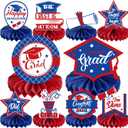2025 Graduation Party Decorations 10PCS Red and Blue Graduation Honeycomb Centerpieces Class of 2025 Congrats Grad Table Centerpieces for Grad Party