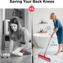 15.7 Inch Floor Scrub Brush Removable Stainless Steel Handle 2 in 1 Scrape Brush Stiff Bristle Shower Scrubber for Cleaning Patio Bathroom Garage Kitchen Wall Deck Tub Tile 52.4 inch Tall