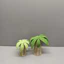 Roowest 2 Pcs Weave Palm Tree Tabletop Decor, 9.8" & 7" Woven Rattan Palm Trees Tropical Centerpieces for Summer Beach Party Hawaiian Luau Boho Coastal Wedding Island Home Decoration (Green)