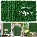 AOKIE 20"X20" Artificial Grass Wall, 24Pcs Boxwood Hedge Wall Panels UV-Anti Grass Backdrop Wall Decor, Greenery Privacy Hedge Screen for Indoor Outdoor Patio Balcony, Party Garden Fence Decor