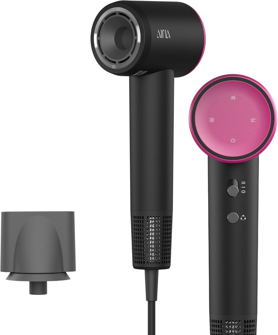 AINA Hair Dryer, Blow Dryer - Brushless Motor, 110,000 RPM Lightweight, Ionic Travel 110V/ALCI Plug(Sexy Rose)