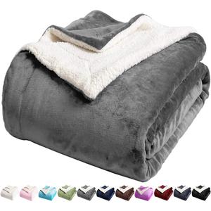 LBRO2M Sherpa Blanket Super Soft Fuzzy Plush Warm Cozy Fluffy Throw Reversible Luxurious Blankets (Queen(90x90 Inches), Grey)