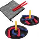 Outdoor Indoor Rubber Horseshoes Set - Win SPORTS Includes 4 Horseshoes,2 Pegs,2 Rubber Mats,2 Red Plastic dowels,Beach Games Perfect for Tailgating,Camping,Backyard,Fun for Kids Adults