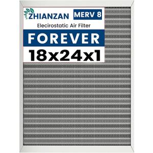 18x24x1 HVAC Furnace Air Filter, Lasts a Lifetime, Washable, the Last HVAC Filter You Will Ever Buy, Healthier Home or Office, Merv 8(Actual Size:Actual Size:17.5x23.5x0.82 Inch)