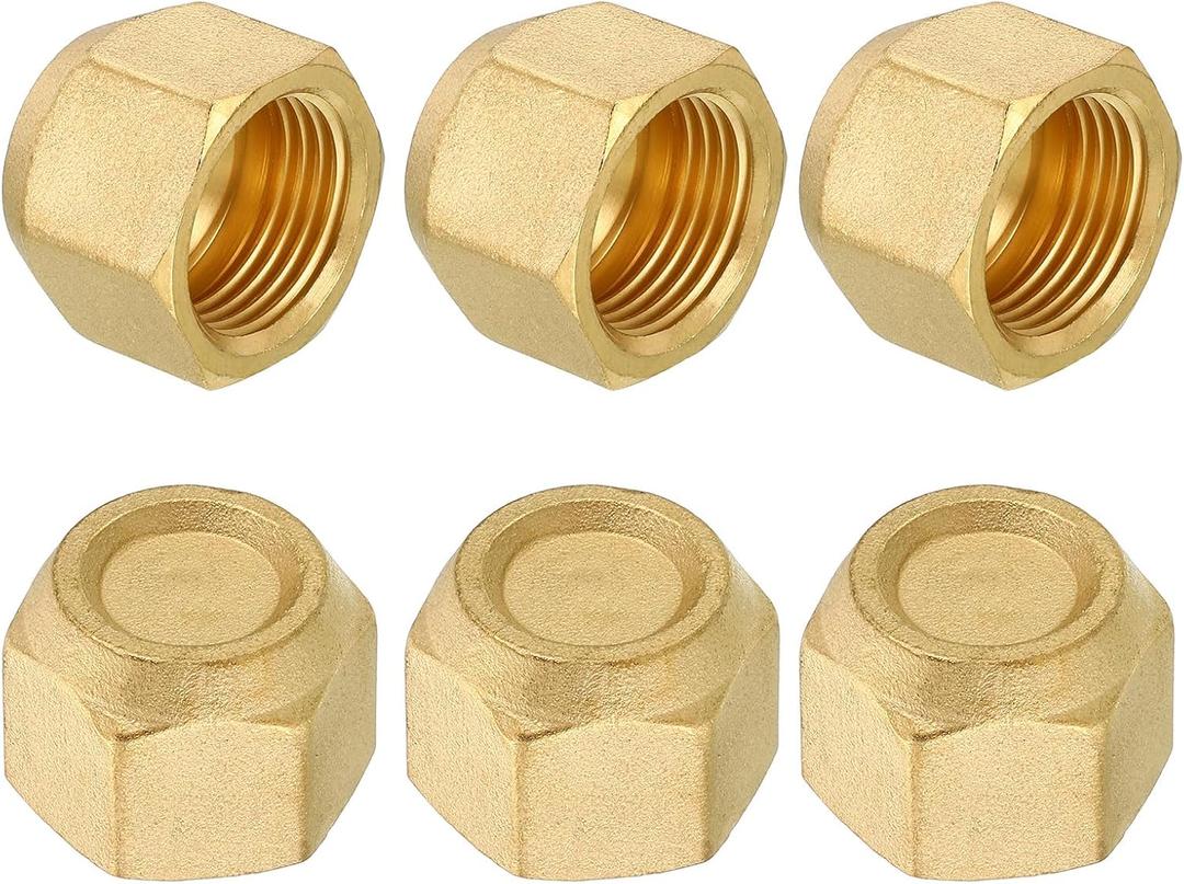 PATIKIL 5/8" Brass Flare Cap, 7/8-14UNF Female Thread 6Pcs SAE Flare Fitting 45 Degree Hex Pipe Fittings for Air Conditioner Refrigeration PATIKIL 5/8" Brass Flare Cap, 7/8-14UNF Female Thread 6Pcs SAE Flare Fitting 45 Degree Hex Pipe Fittings for Air Conditioner Refrigeration