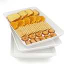 Serving Tray Platter, 5 Pcs Food Tray for Veggie Fruit Snack Dessert Cookie Cheese, Food Trays for Party Supplies Display, Plastic Platters for Serving Food, Large White Trays, BPA Free (16.0'' x 11'' (5 Pack))