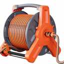Water Hose with Holder 100FT, Water Hose with Reel, Hose and Reel Combo for Balcony Watering, Hose Nozzle with Quick Connector, Patio, Apartment, RV Trailer Compartment