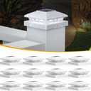 APONUO Solar Post Cap Lights for 4x4 5x5 Posts - IP64 Waterproof, 6500K LED, No-Wire Fence Lights & Deck Lights for Patio Garden Yard Patio, White-Cool White, 12 Pack