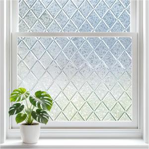 rabbitgoo Window Privacy Film, Decorative Privacy Window Film Sun Blocking, Frosted Glass Cling for Home Door, Non-Adhesive Static Cling Sticker Covering Heat Blocker, Clear, 23.6" x 78.7"