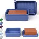 AIDIMMING Extra Large Silicone Travel Soap Case, Leak Proof Bar Soap Holder & Container for Extended Trips, Camping & Gym,Truck Drivers, Fits 10oz Duke Cannon, Shampoo & Conditioner Bars (Deep Blue) 6.3"L x 4.33"W