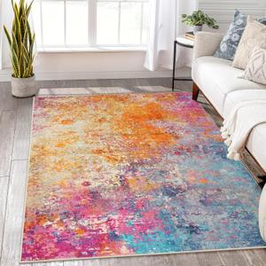 Lahome Modern Abstract Washable 5x7 Area Rugs for Living Room, Colorful Soft Bedroom Rug Low Pile Non Slip,Stain Resistance Dining Room Carpet for Nursery Office Entrance Home Office Decor (Galaxy)