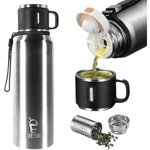 Icesip Stainless Steel Insulated Bottle, 33oz with cup Vacuum Insulated Water Bottle, Thermo for Hot Drinks/Cold Drinks,24-Hr Insulation Commute, Travel
