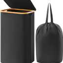 Lifewit 100L Laundry Basket with Lid, Clothes Hampers for Laundry with Bamboo Handles and A Removable Bag, Large Foldable Laundry Hamper for Bedroom, Bathroom, Dorm, Laundry Room, Black