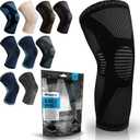 POWERLIX Knee Compression Sleeve - Best Knee Brace for Men & Women Knee Support for Running, Basketball, Weightlifting, Gym, Workout, Sports, (Black, Large) (Black, L)