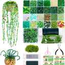 5422 Pcs Beaded Plant Kit Green Glass Beads for Plant Making, Green Beads for Beaded Plants with Video Tutorials, Nature Crystal Glass Leaf Bead for Jewelry Making DIY Craft Kit Plants Lover Gifts