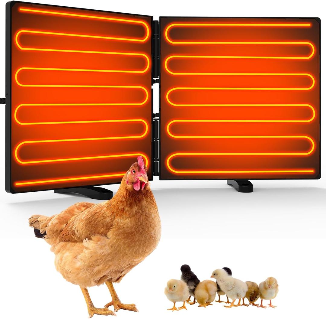 Foldable Chicken Coop Heater for Winter, 240W Large Size Waterproof Chicken Heater for Coop, Radiant Heat Chicks Coop Heater with 2 Heating Plates for Inside and Outdoor Pet, 22.5'' X 11.2''