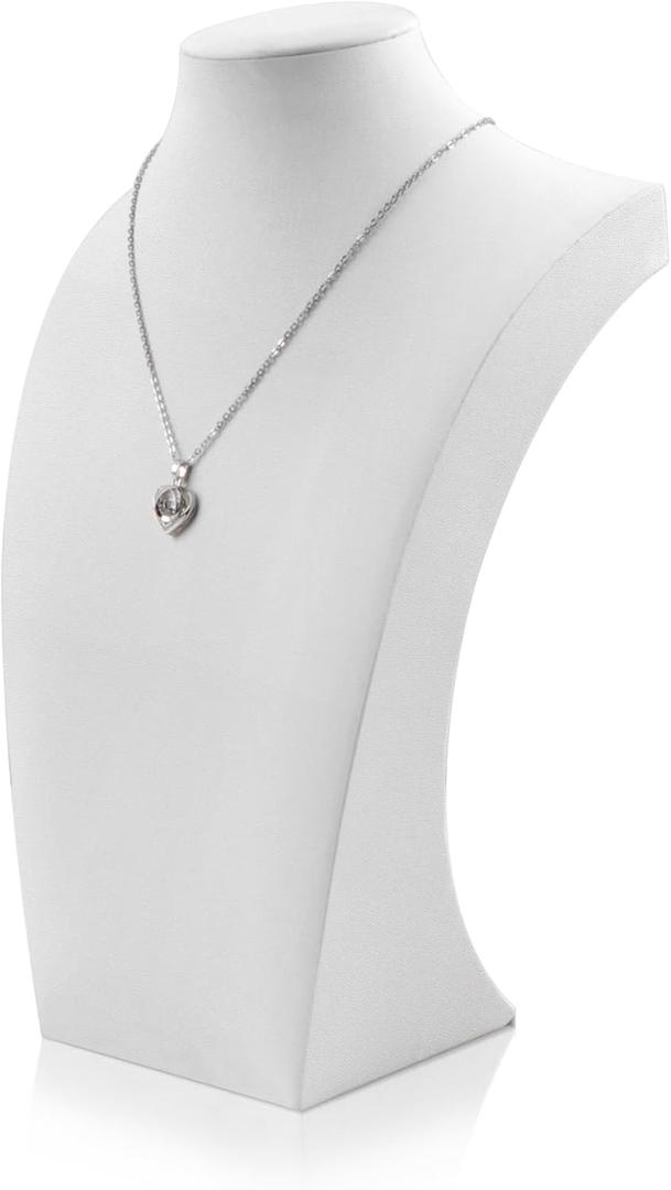 Homeanda Necklace Display Bust - PU Leather Jewelry Bust Stand for Photography, Boutique Display, and Home Organisation(White-11.4"x6.7")