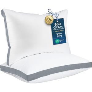 Utopia Bedding Bed Pillows for Sleeping Standard Size (Grey), Set of 2, Soft & Fluffy Pillow with Down Alternative Filling, Cooling, Hotel Quality, Gusseted Pillow for Back, Stomach or Side Sleepers