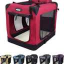 EliteField 3-Door Folding Soft Dog Crate with Carrying Bag and Fleece Bed Indoor & Outdoor Pet Home (20" L x 14" W x 14" H, Maroon)