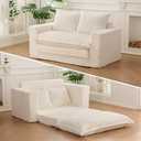YOSHOOT Loveseat Sleeper Sofa, Convertible Sofa Bed Couch Futon Couches for Living Room, 3-in-1 Pull Out Floor Couch with Washable Cushion and Pillows, Beige