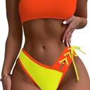 YELAIVP Women's Bikini Sets One Shoulder High Waisted Two Piece Swimsuit Lace Up High Cut Bathing Suit (Medium, 141_orange)