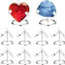 Shimeyao 8 Pcs Metal Crystal Heart Stone Stand Crystal Ball Holder Rock Display Stand Mineral Specimen Display Easel Holder for Gemstones Fossils Agate Slabs Plates, 2 x 2.56 x 2.36 Inches(Silver)