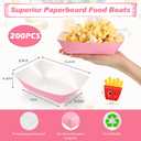 Yinkin 200 Pcs Paper Boat Disposable Graduation Food Trays Nacho Trays Kraft Paper Boats for Tacos Concession Party Supplies(2lb, Pink)