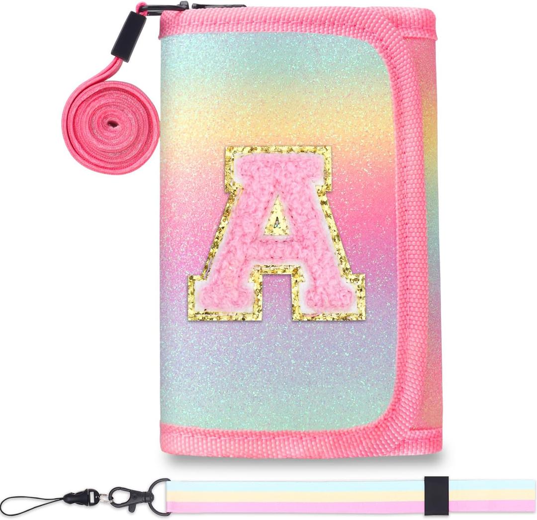 Girls Wallets for Kids 6-8 8-10 kids wallet Cute for Teen Girls with Initials Coin Pocket Toddler Wallet for with Magic Sticker Teen Girl for Gifts Mermaid A