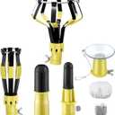 Dreyoo 4 Pieces Set Light Bulb Changer, Suction Cup and Cage Changer for Incandescent, Floodlight, Broken Bulb and Recessed Lights, Compatible with Standard Extension Pole, Pole Not Included (Yellow)