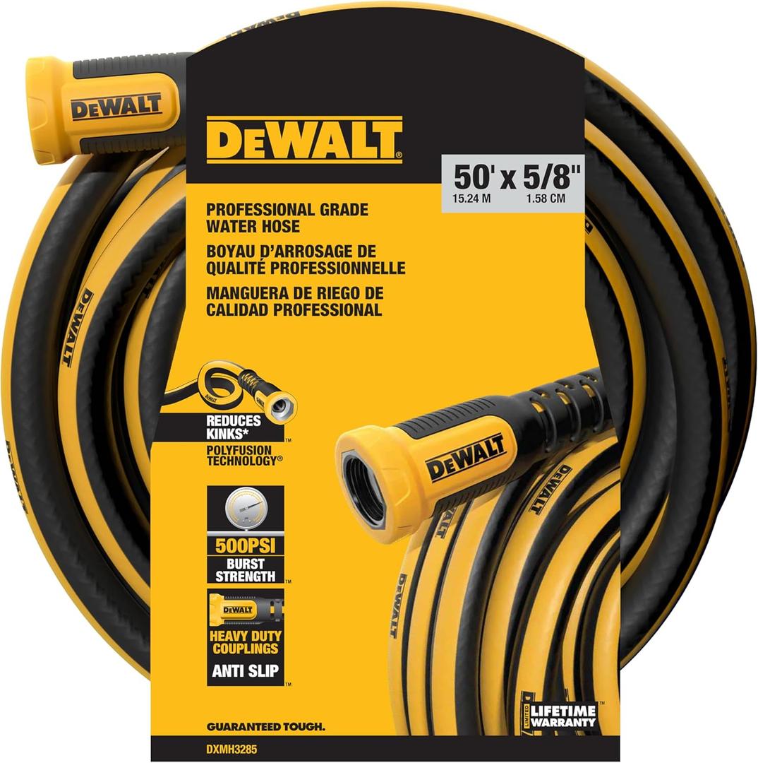 DEWALT Professional Grade Heavy Duty Garden Hose 50 Feet x 5/ 8 Inch