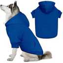 Dog Sweaters for Large Dogs Pet Sweater Solid Soft Brushed Fleece Dog Hoodie Clothes Pet Hoodie Sweatshirt with Pocket(Blue-XXL)