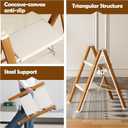 Taranta 2 Step Ladder,Aluminum Lightweight Folding 2 Step Stool with Anti-Slip Wide Pedal, 330lbs Capacity Step Ladder for Household,Kitchen,Office - White Woodgrain