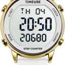 TIMEURE Pedometer Watch for Women, Step Counter for Walking No App/Phone Required Step Counter, Waterproof Fitness Calorie Tracker, Distance Tracking, Alarm, Large Digital Display Watch, TU-2509 (white)
