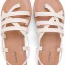 Luoika Women's Wide Width Braided Strappy Flat Sandals Beige 8xw 250769