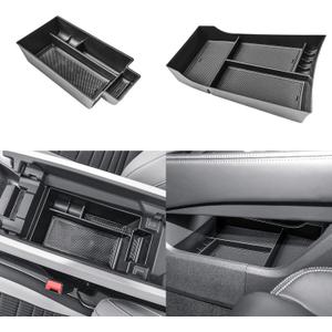 EDBETOS 2PCS/Set Center Console Organizer Compatible with Nissan Rogue 2021-2023 2024 2025 2026 Interior Accessories Lower Console Armrest Secondary Storage Box Pallet Middle Insert Tray Black ABS