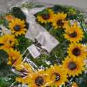 Front Door Wreath Sunflowers and Daisies, 20" Spring Wreaths for Front Door, Wreaths for Front Door w/Long Door Hook, Optional Reversible Welcome and Blessed Sign Spring Wreath, Front Door Decor