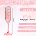 Pesonlook 24 Pack Plastic Champagne Glasses Pink Reusable Diamond Crystal Clear Wine Glasses Diamond Wine Cups Vintage Drinking Glasses for Wedding Reception, Grand Event Party Supplies