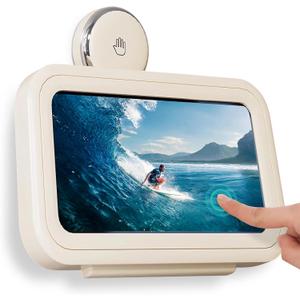 Shower Phone Holder Waterproof, 480 Rotating Wall Mount Adjustable Suction Cup Shower Phone Holder with HD Touch Screen, Fog-Proof Bathroom Case for 4-7 Inch Phones