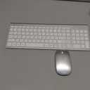 Wireless Keyboard and Mouse Ultra Slim Combo, TopMate 2.4G Silent Compact USB 2400DPI Mouse and Scissor Switch Keyboard Set with Cover, 2 AA and 2 AAA Batteries, for PC/Laptop/Windows/Mac-Silver White