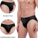 wirarpa Men's 100 Cotton Briefs Underwear No Fly Covered Waistband 4 Pack (Black, L)