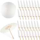 MOTOTO 32 Pieces 33 Inches White Paper Umbrellas Parasol Chinese Japanese Oiled Paper Umbrellas Decorative DIY Painting Parasol for Wedding Bridal Party Decor