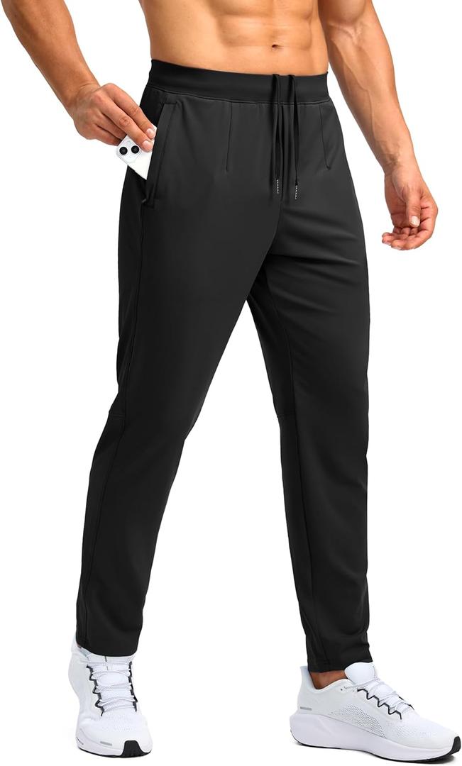 G Gradual 30"/32"/34" Inseam Tall Mens Sweatpants with Zipper Pockets Stretch Golf Workout Pants for Men Casual Athletic (Black), XL