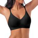 Bras for Women No Underwire - Womens Bralettes Wireless Seamless Padded Bra Comfortable Tshirt Bras (Black, M)