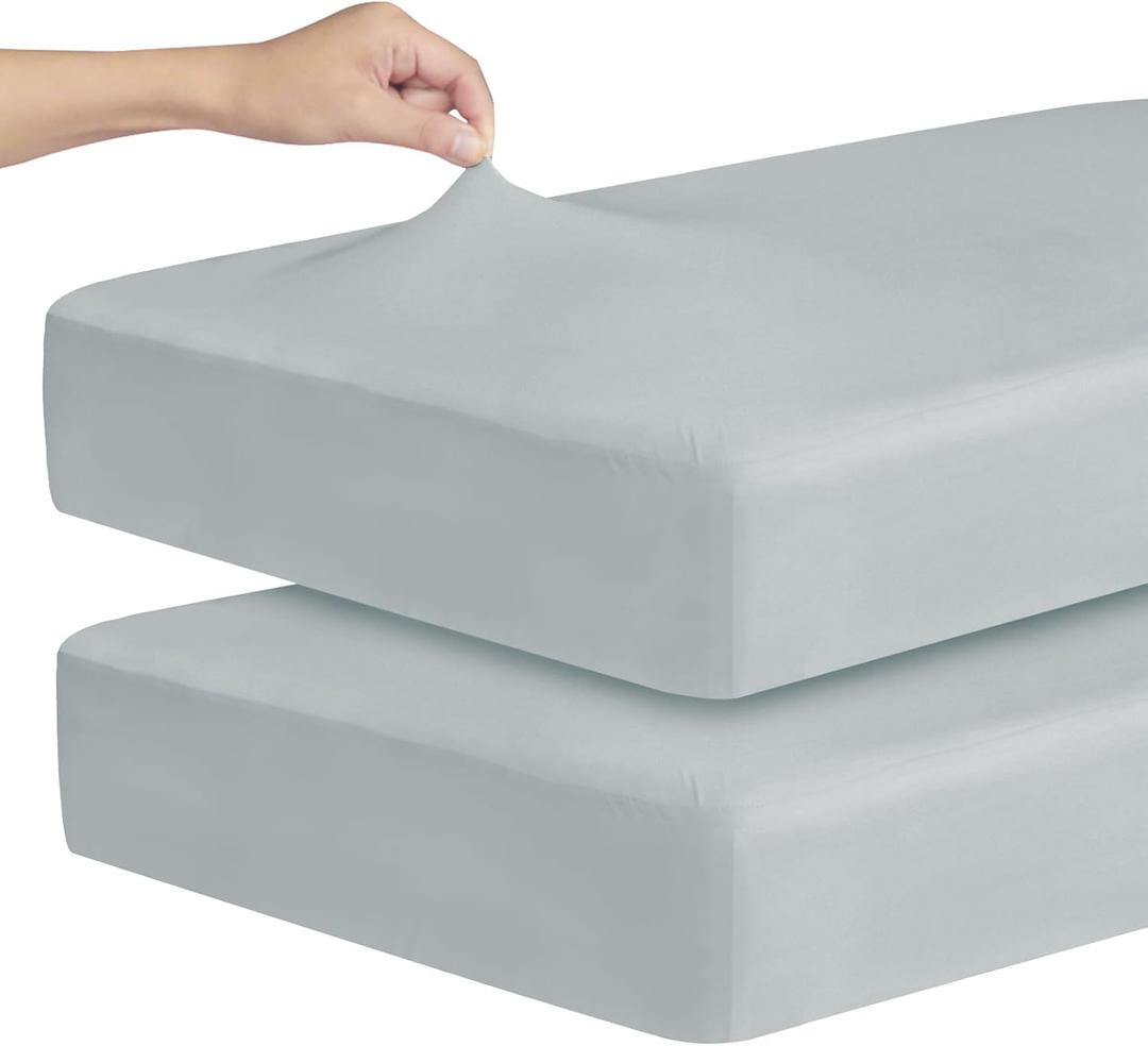 Stretchy Crib Sheets for Boys Girls, 2 Pack - Fitted for Standard Crib and Toddler Bed Mattress 52" x 28", Soft and Breathable Fitted Crib Sheets Neutral, Grey