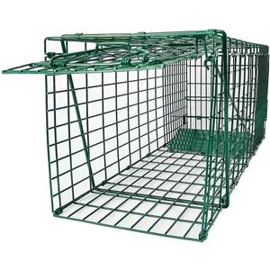 Collapsible Humane Live Animal Cage Trap No-Kill Trapping Kit for Humane Catch Release Rabbits, Stray Cat, Squirrel, Raccoon, All Fit Sized Animals, Heavy Duty, 2-Door 26" x 9.5" x 10.2", Hidden Green