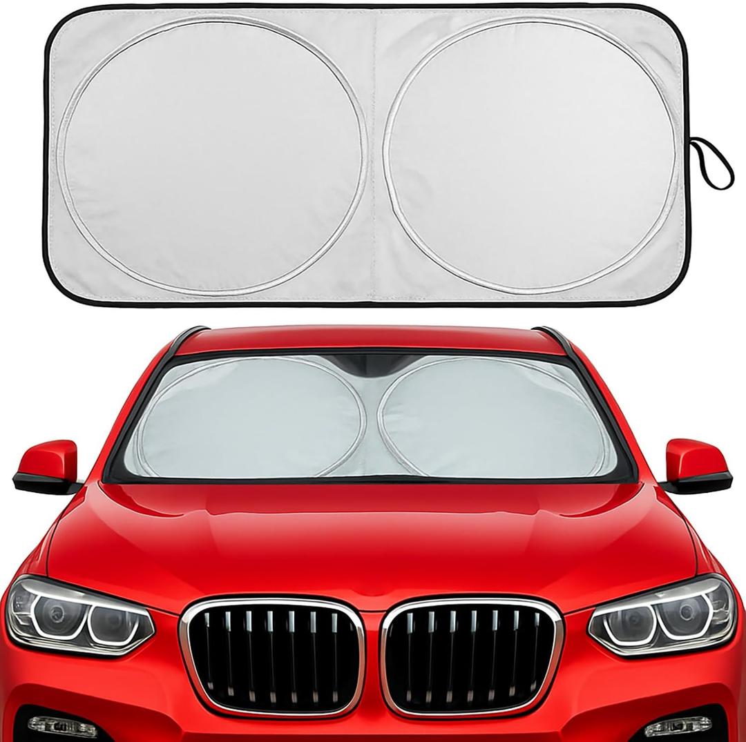 Car Windshield Sun Shade - Foldable Reflective Sun Visor for Cars, SUVs, Trucks, and Vehicles | Heat Blocking Sunshade to Keep Interior Cool | Summer Automotive Accessories