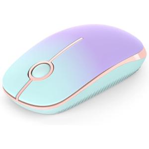VssoPlor Wireless Mouse, 2.4G Slim Portable Computer Laptop Mouse with Nano Receiver Quiet Silent Optical Mice for Notebook, PC, Laptop, Computer-Mint Green to Purple