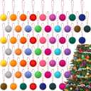 64 Pcs Wool Felt Balls Christmas Ornaments 1.57 Inch Christmas Tree Decorations Pompom Decoration DIY (Multicolor)