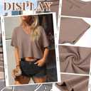 Neer 4 Pack Women's Oversized Crop T Shirts Summer V Neck Short Sleeve Tops Irregular Hem Baggy Top, L